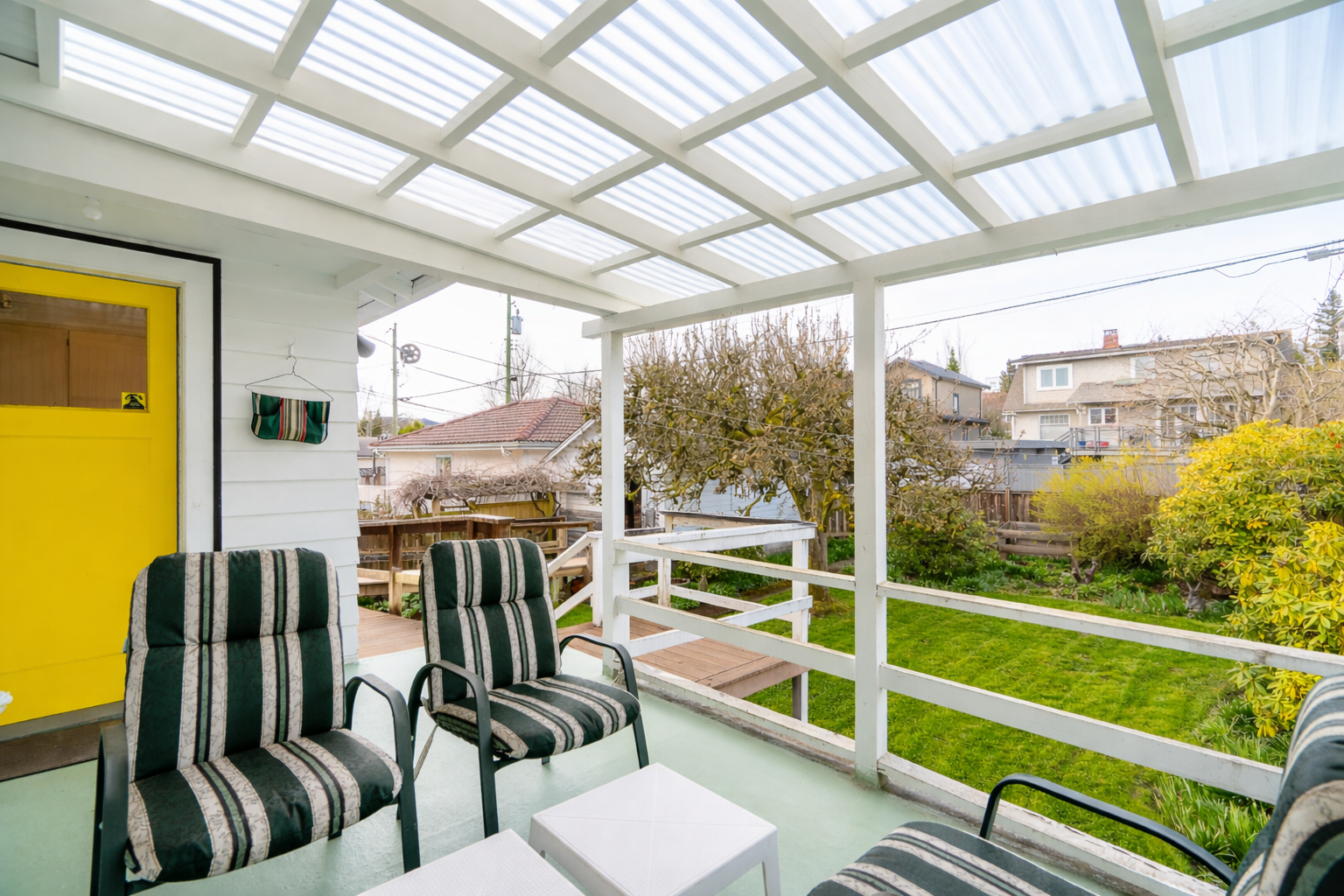 Bright and clean backyard deck