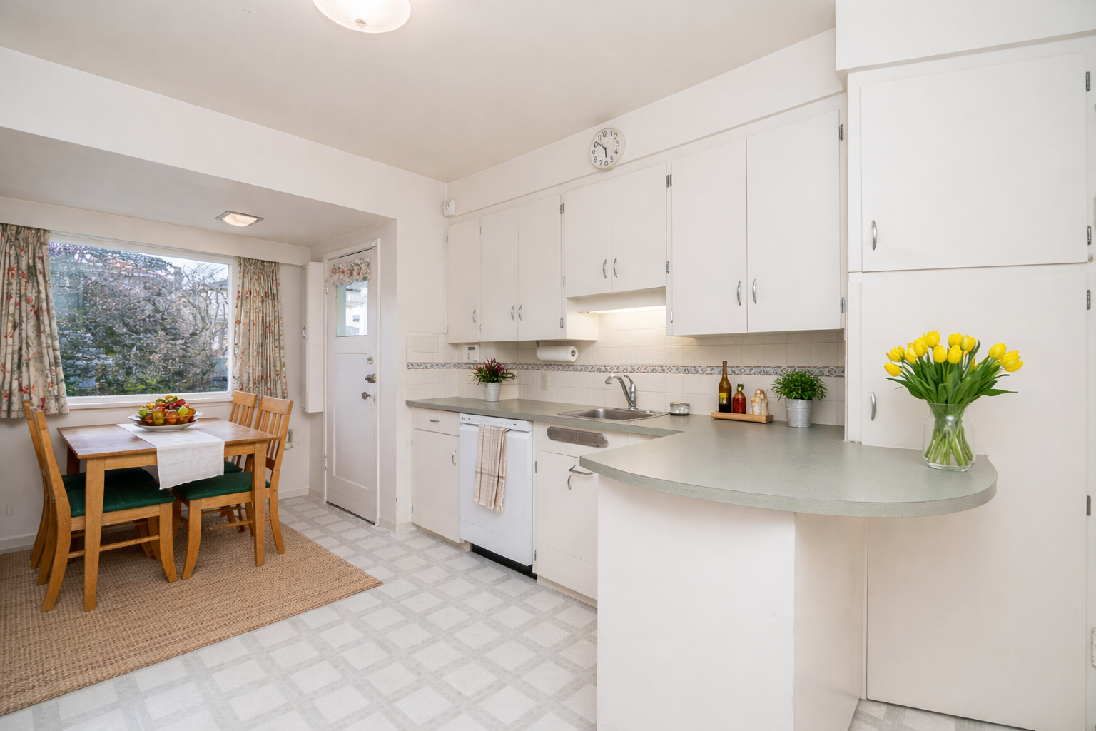 Bright kitchen with fresh green accents